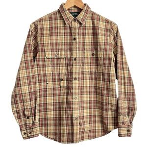 Vintage Ralph Lauren Cotton Plaid Snap Button Up Shirt Size Medium